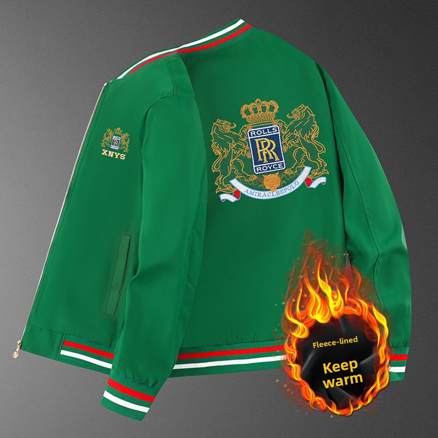 New Trendy European 2026 Autumn And Winter Embroidered Fleece Jacket, Fashionable High-End Men's Casual Coat