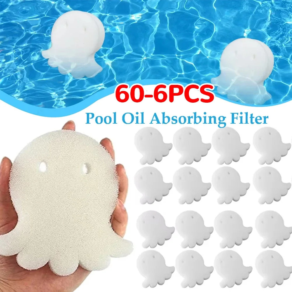 60-6pcs Swimming Pool Octopus Oil Absorbing Filter Sponge SPA Tub Cleaning Tools Sponges Octopus Shape Swimming Pool Filter 260623