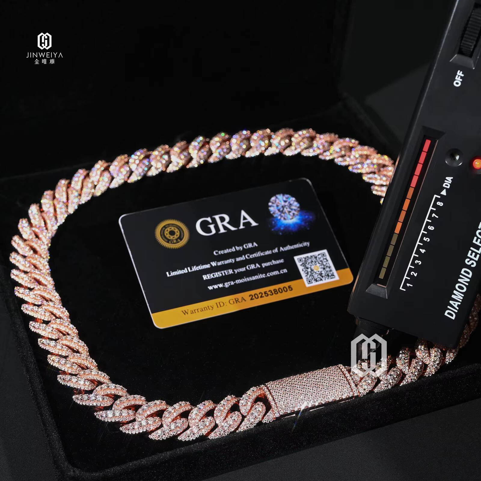 VVS Moissanite 16MM Raised Cuban Link Chain Rose Gold Plated Brass Iced Out Pass Diamond Tester Hip Hop Jewelry