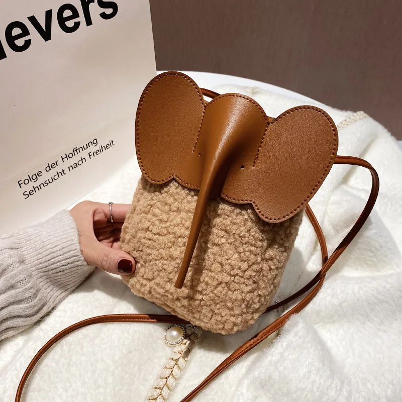 Lamb Fur Bags Crossbody Womens Elephant Versatile Winter Plush Shoulder Bag 260624