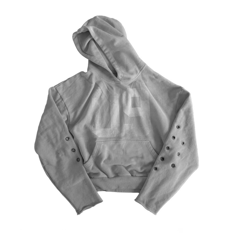 American retro y2k Harajuku Millennium grey sense printed hooded sweatshirt Hip-hop high street punk style sweatshirt top 260624