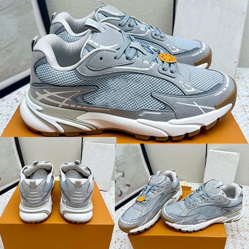 Designer mens sneakers luxury leather with breathable mesh fabric upper thick rubber outsole dad shoes mans spring summer outdoor casual sports shoe