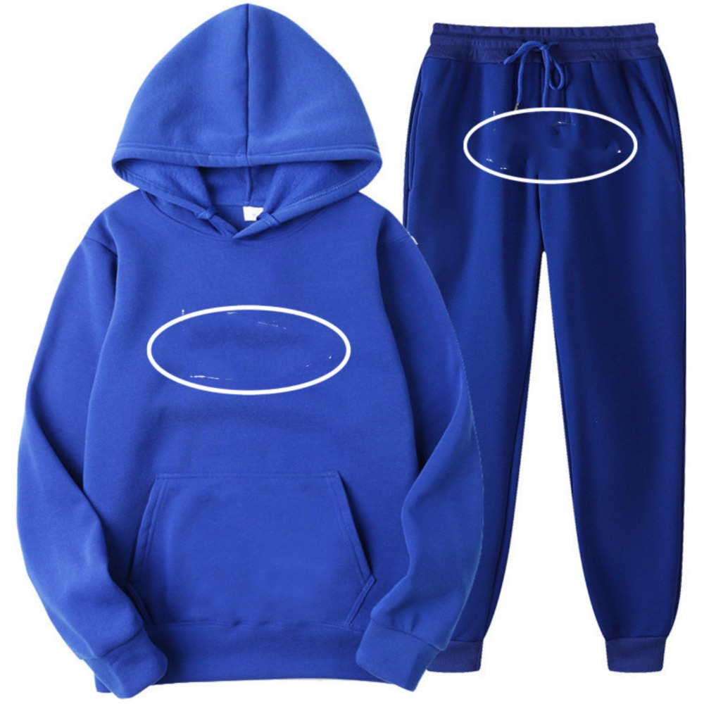 Cortiesz Hoodie Sweatpants Two Piece Set Fashion Trend Brand Demon Island Print Pullover Men's Women's Vintage Washed Solid Color Alcatraz
