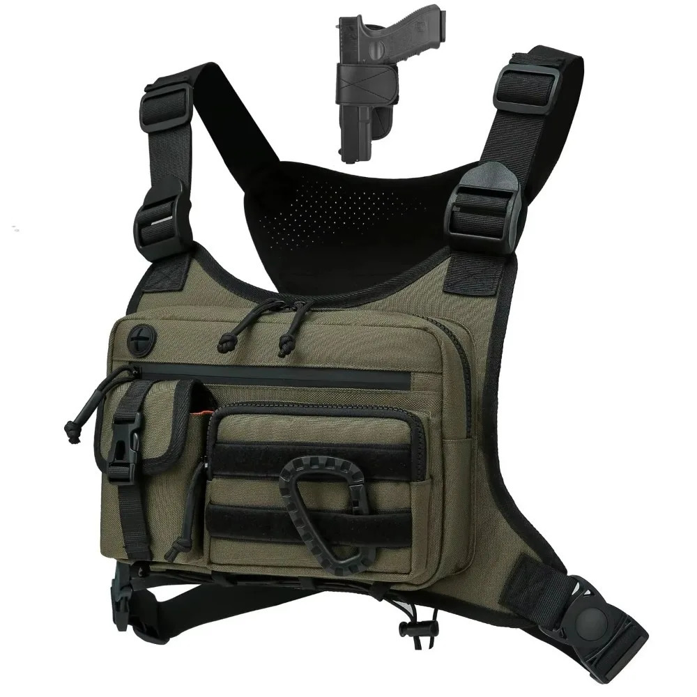 Adjustable Sports Vest Bag Multi-functional Lightweight Multi-functional Chest Bag Water Resistant Oxford Cloth MOLLE Chest Bag 260624