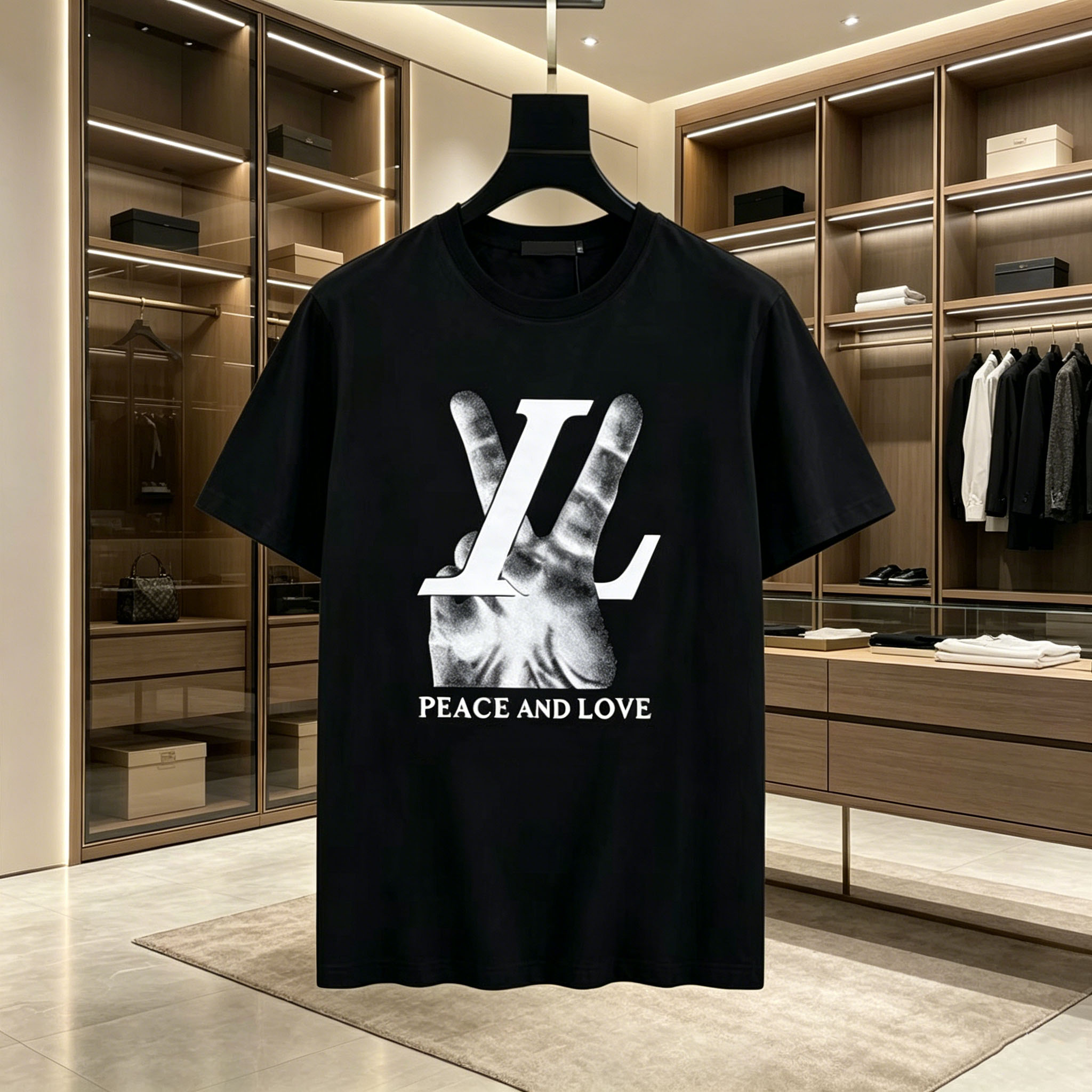 Men's trendy brand light luxury printed short sleeved t-shirt fashionable summer new European women's half sleeved top