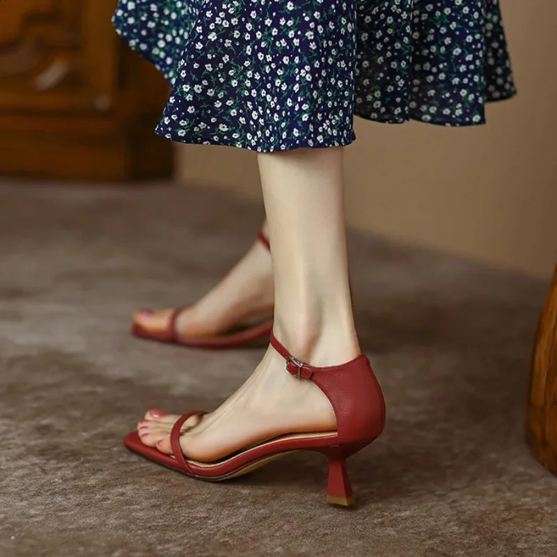 Womens Sandals Sexy Square Head Strap High Heels Basic Shoes Casual Party Pumps Female Fashion Summer 260625