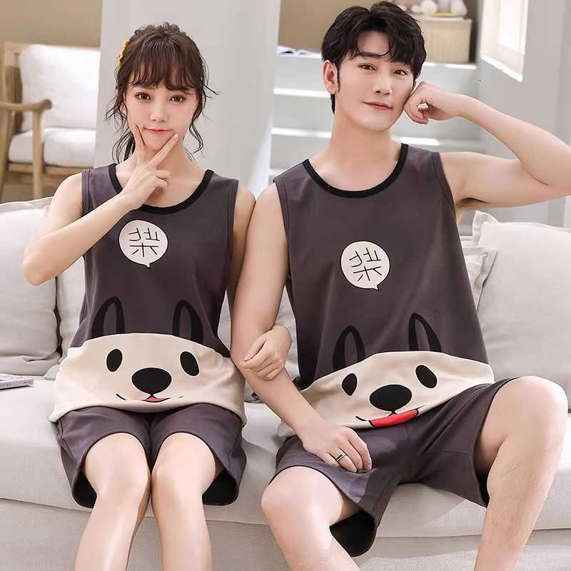 Cartoon pajamas thin Summer Couple Dog Cute student sleeveless mens and womens plus size loungewear pijamas para parejas M260625