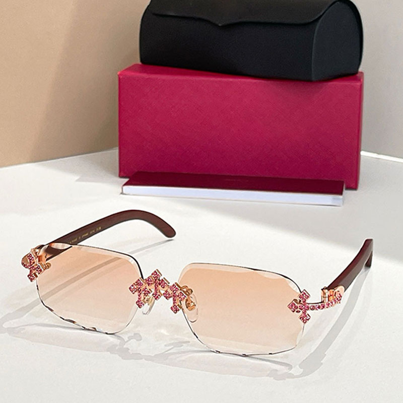 New Womens Cutting Frameless Personalized Sunglasses UV400 Protective Gradient Lens Fashion Designer Beach Vacation Sunshade Mirrors Y2K Wind CT0160