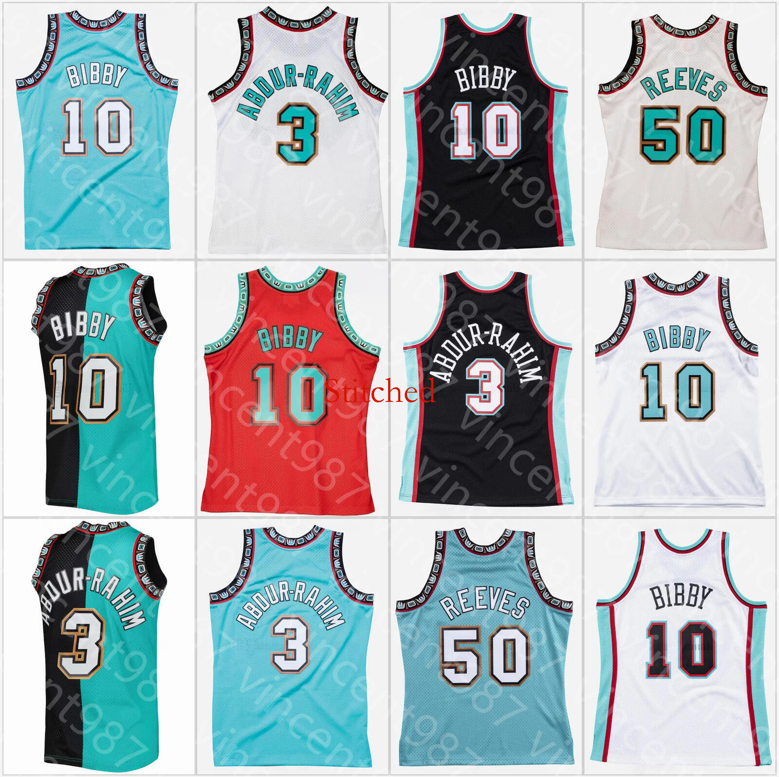 Retro Mans Basketball Jersey Shareef 3 Abdur Rahim Mike 10 Bibby Bryant 50 Reeves Vintage Stitched