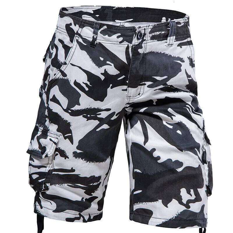 Summer Men's Cotton Camouflage Casual Multi Pocket Outdoor Cargo Shorts Men Fashion Sports Knee Length Pants Plus Size 44 26Y0625