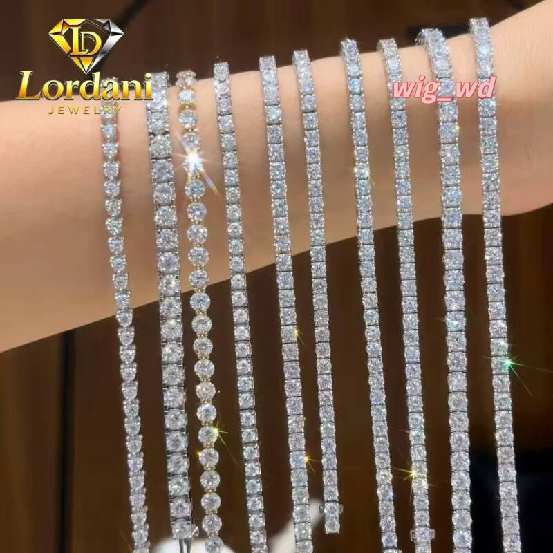 Customize 10K 14K 18K Solid Gold Round Cut Bracelet DEF VS VVS HPHT CVD Lab Grown Diamond Tennis Chain Necklace