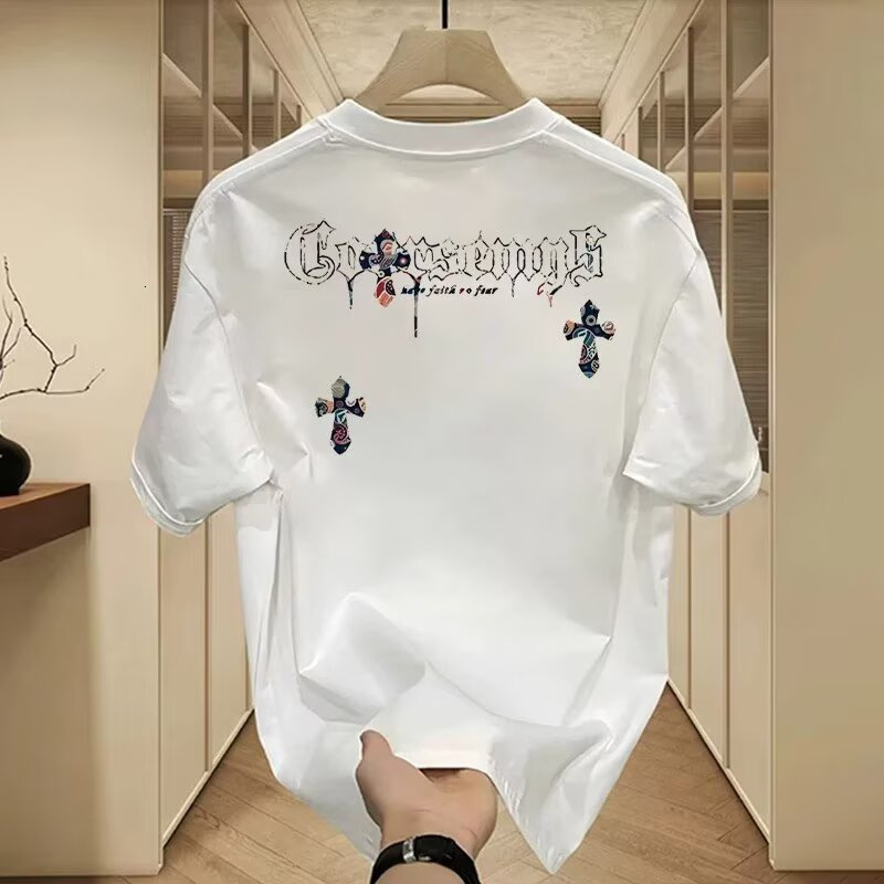 New Summer Trendy Fashion Versatile Men's Printed Short T-Shirt Loose Casual Half Sleeve Top