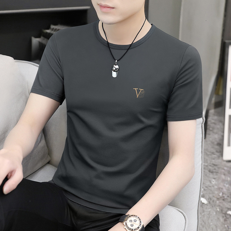 Youth Round Neck Modal Cotton Short T-Shirt For Summer New Casual Quick-Dry Trendy Brand Thin Half Sleeve Men Men Round-Neck Pullover