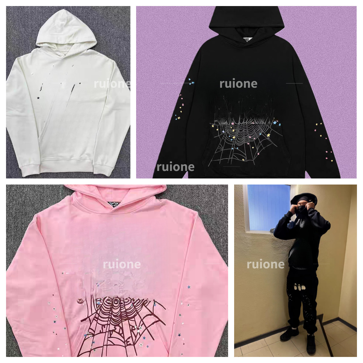 Hot Trend Designer Spider Printed Hoodie Tracksuit, Modern Oversized Unisex Sweat Suit Daily Sport Wear US S-XL