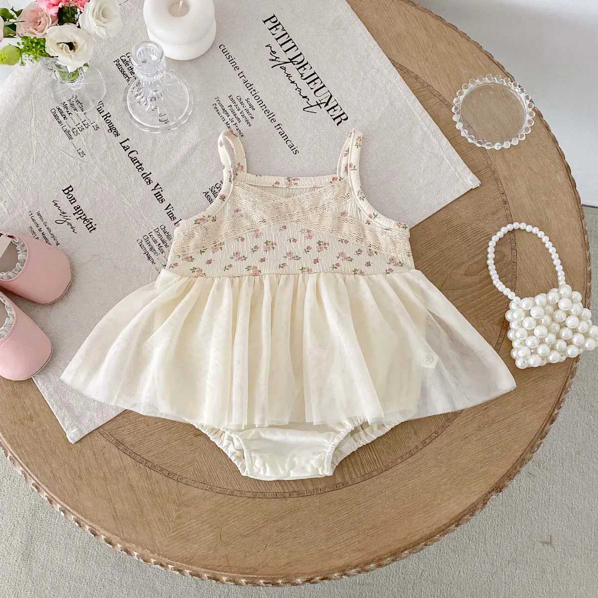 Korean-style baby girl summer floral sling mesh dress baby girl sweet and cute sling dress very suitable for daily and outdoor Y260625JJ8G