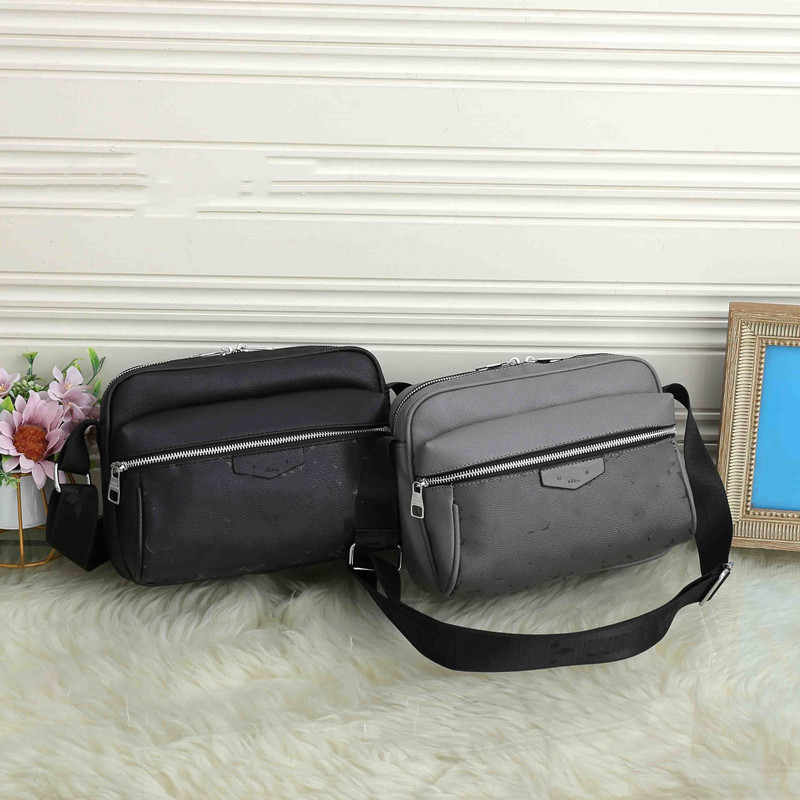 Men Crossbody Bag Waterproof PU Leather Shoulder Bag Multilayer Zipper Messenger Bag Outdoor Travel Casual Chest Bag For Daily Commute Two Colors Bl