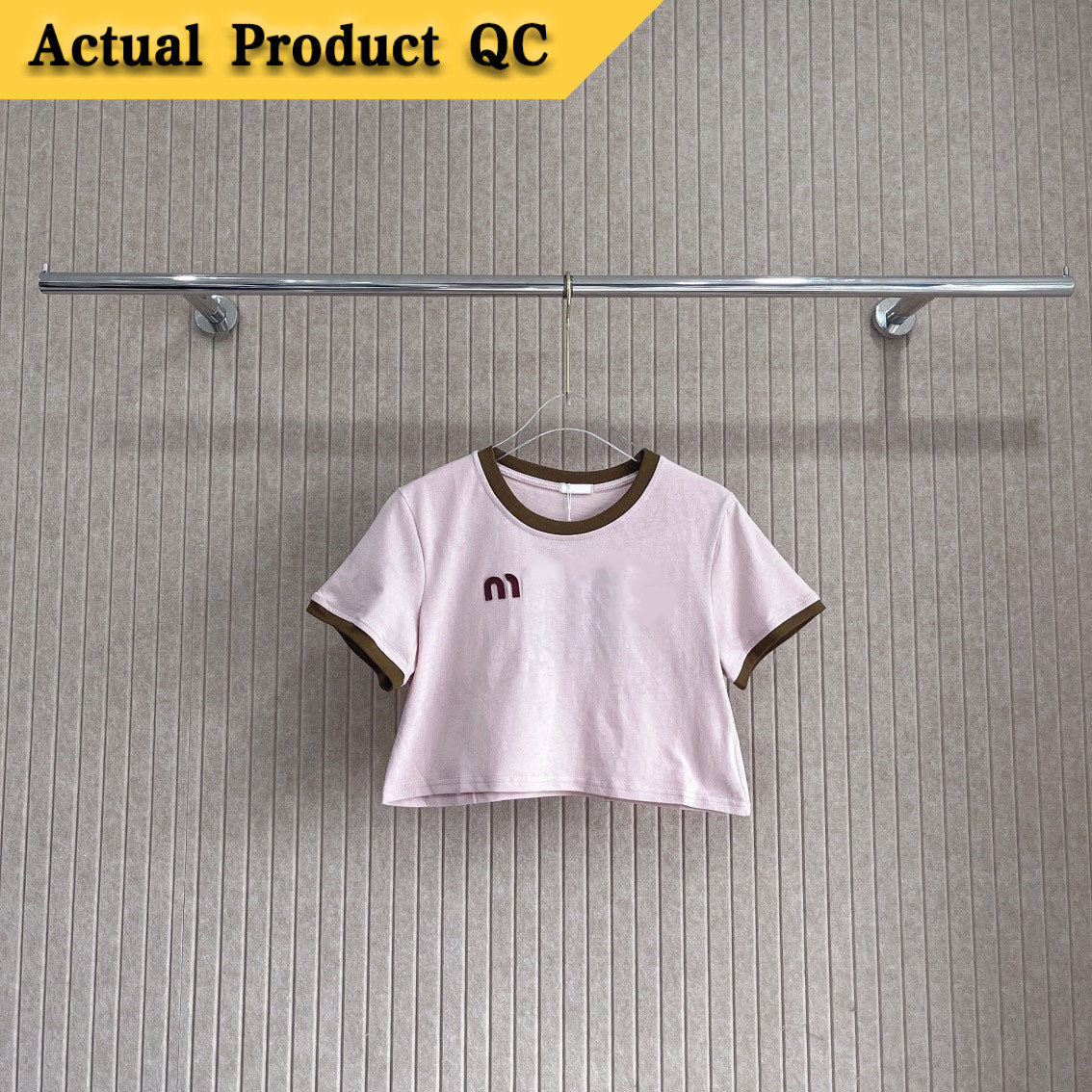 Vêtements de créateurs femmes t-shirt lettre broderie contraste couleur sonnerie haut court mince culture hauts automne décontracté vêtements de