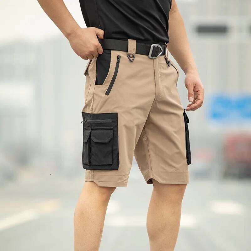 Summer Quick Dry Tactical Cargo for Men Casual Shorts Multi Zipper Pockets Hiking Cycling Outdoor Work Wear Half Pants 26Y0625