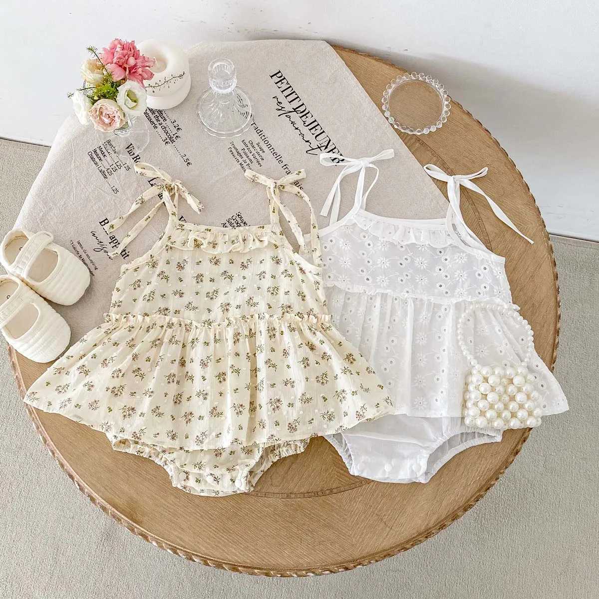 Korean-style summer baby girl sweet floral sling jumpsuit baby girl small fresh lace sling jumpsuit skirt with triangle jumpsui Y260625NFPA