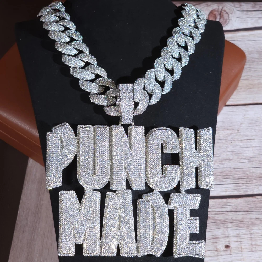 ICEC Custom Hiphop Name Pendant Iced Out CZ Stones 22mm Cuban Chain Street Fashion Style y Charm Thick Link 260615