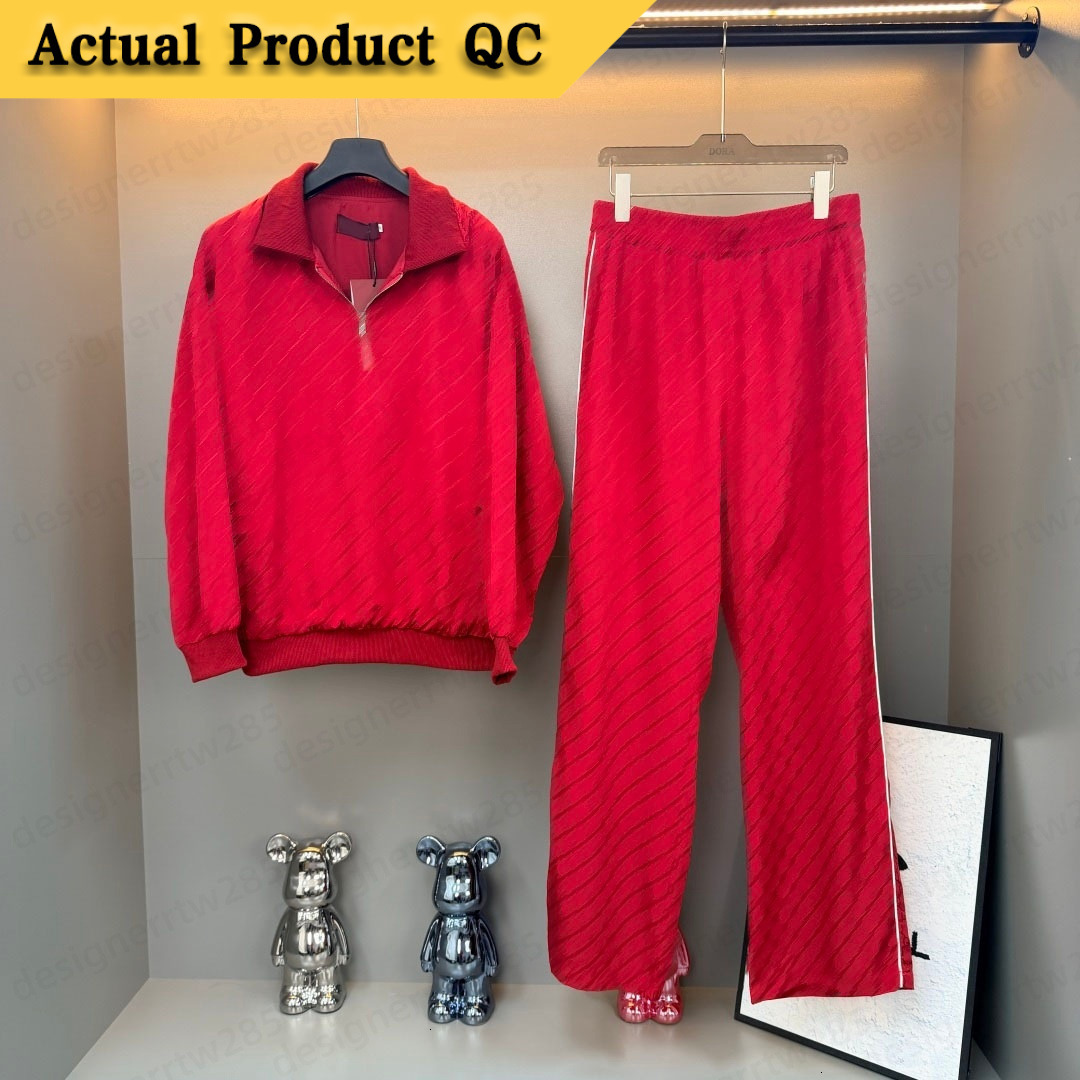 Designer GG Tracksuit Pants Set Red Two Piece Outfits Women Luxury Brand Monogram Jacket Casual Half Zip Pullover Jogger Sweatsuit Sets-image-1112099564