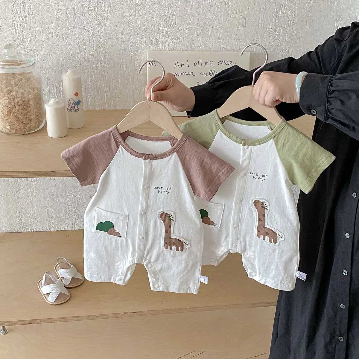 Summer baby cute cartoon short sleeve thin jumpsuit male and female baby summer short sleeve jumpsuit very suitable for going Y260625I2BE