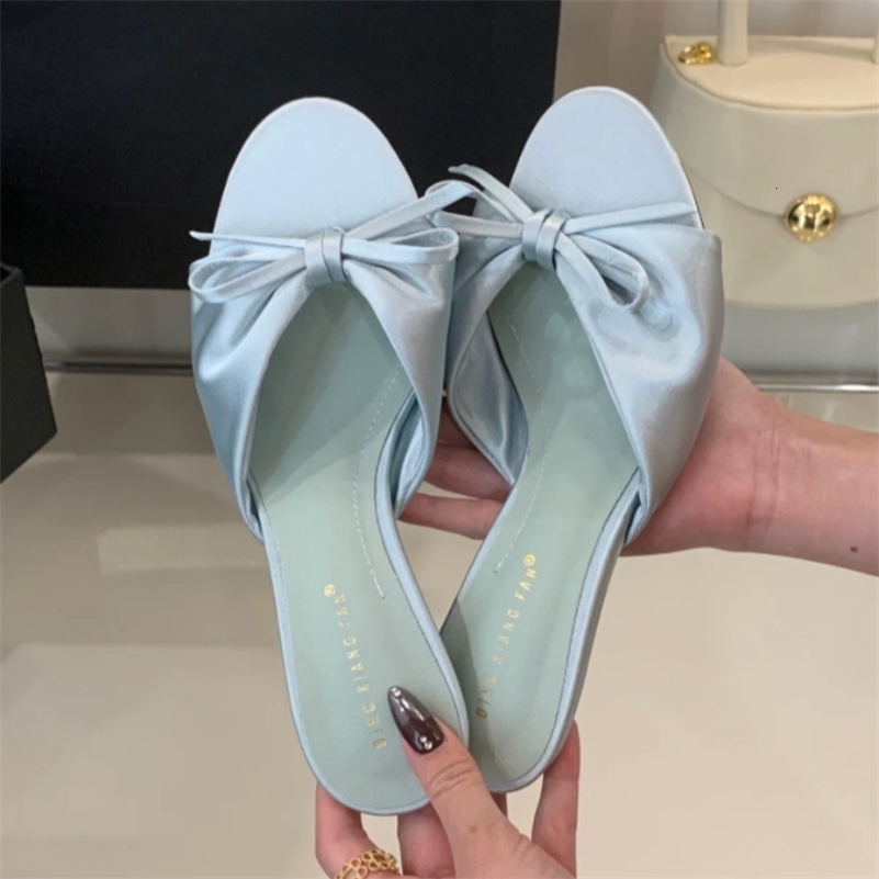 2026 Summer Fashion Bow Sandals Sexy Slip-on Womens High Heels Elegant Open-Toe Party Dress Shoes Sandalias Mujer 260624