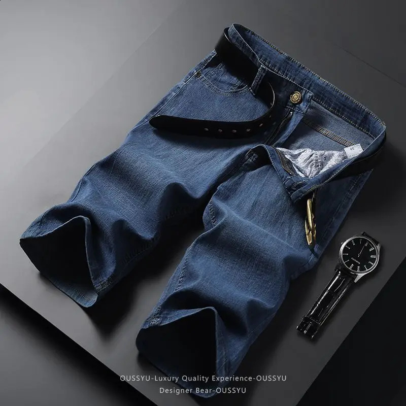 2026 Summer Thin Mens Jeans Shorts Cotton Straight Casual Baggy Knee Pants Trendy Work Cargo Bermuda MidLength Denim Jorts Man 260625