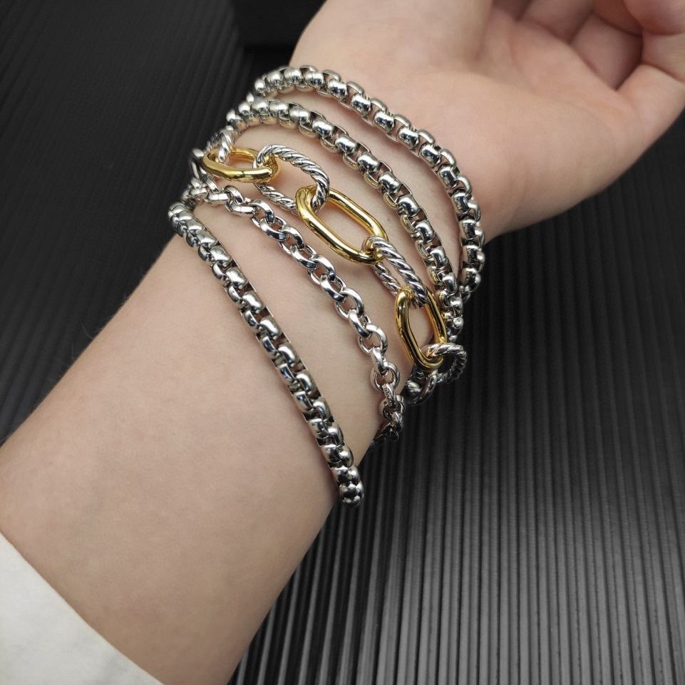 Jewelry Designer Luxury Bracelet For Woman Men Luxe Bangle Two-Tone Gold 29mm Multi-Row Chain Bracelet Size 19cm