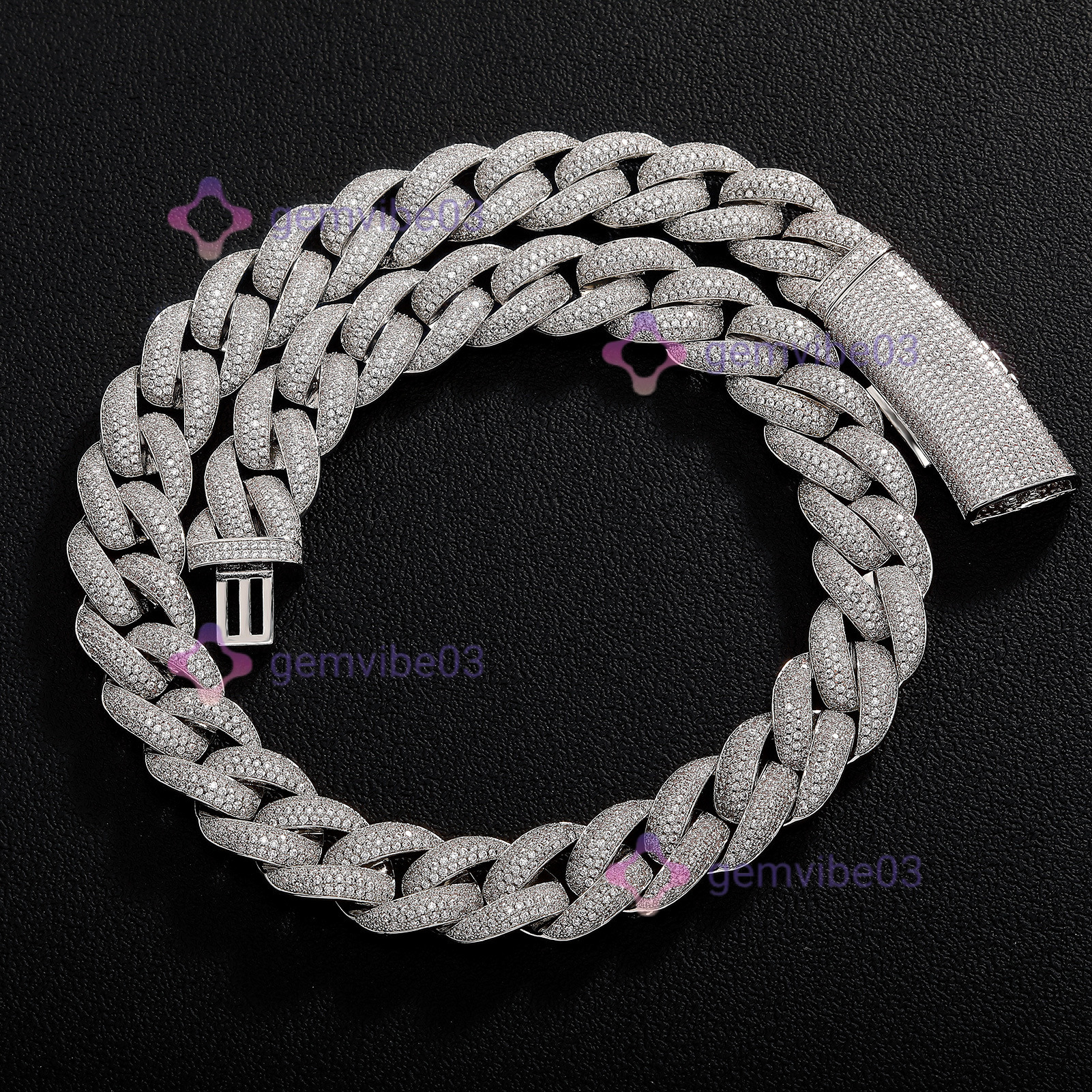 European and American cross-border 20mm bubble Cuban chain full diamond necklace trendy brand personalized men's hip-hop jewelry bracelet
