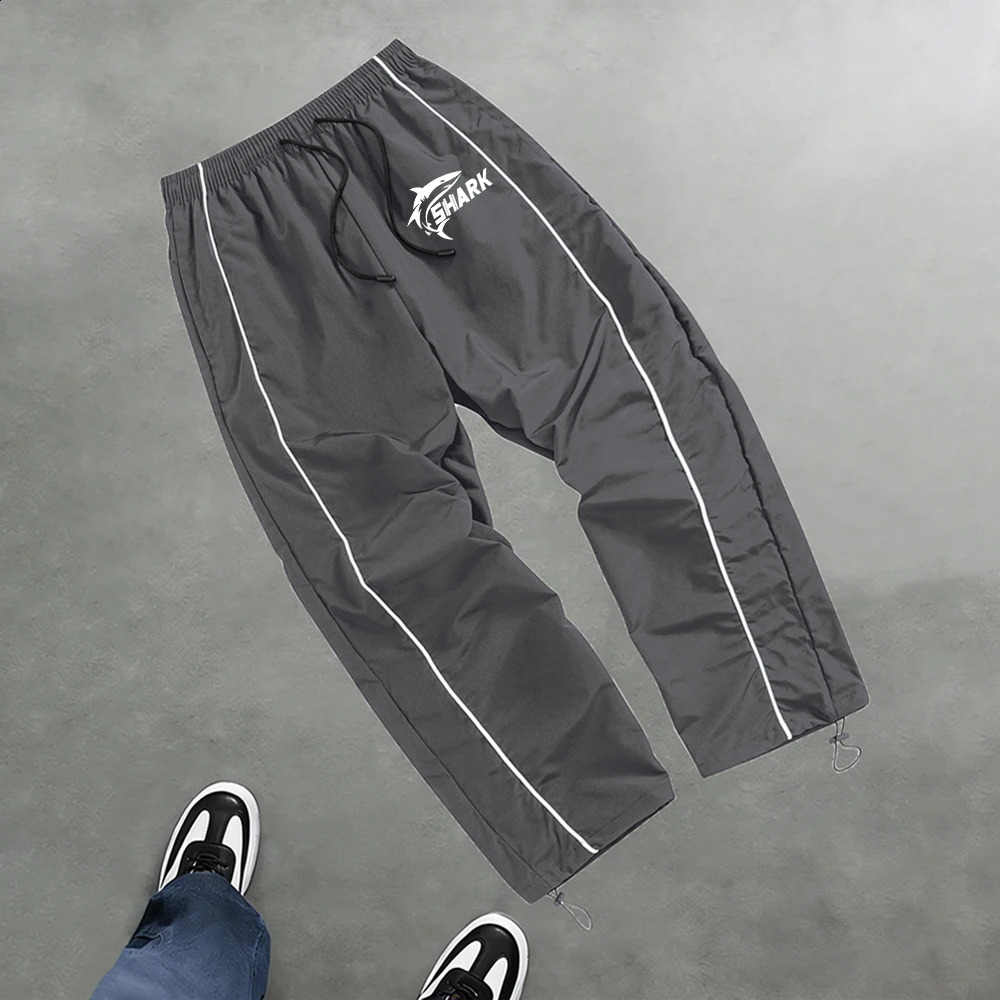 Mens Trendy Shark Print Sports Trousers Quick Drying Drawstring Casual Pants Suitable For Outdoor Fitness Running And Cycling 260625