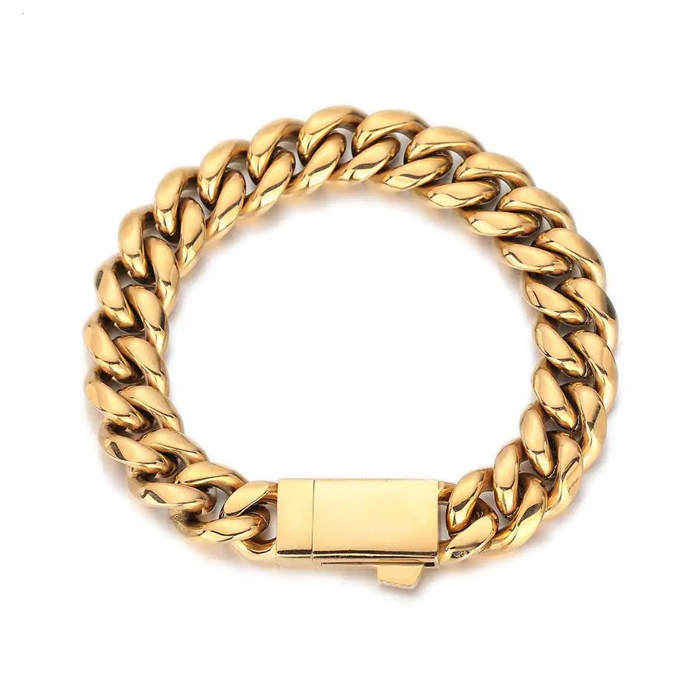 Hip hop Cuban Chain Mens Stainless Steel Bracelet 6-12mm Rectangular Spring Buckle Miami Charm Bracelet 260624