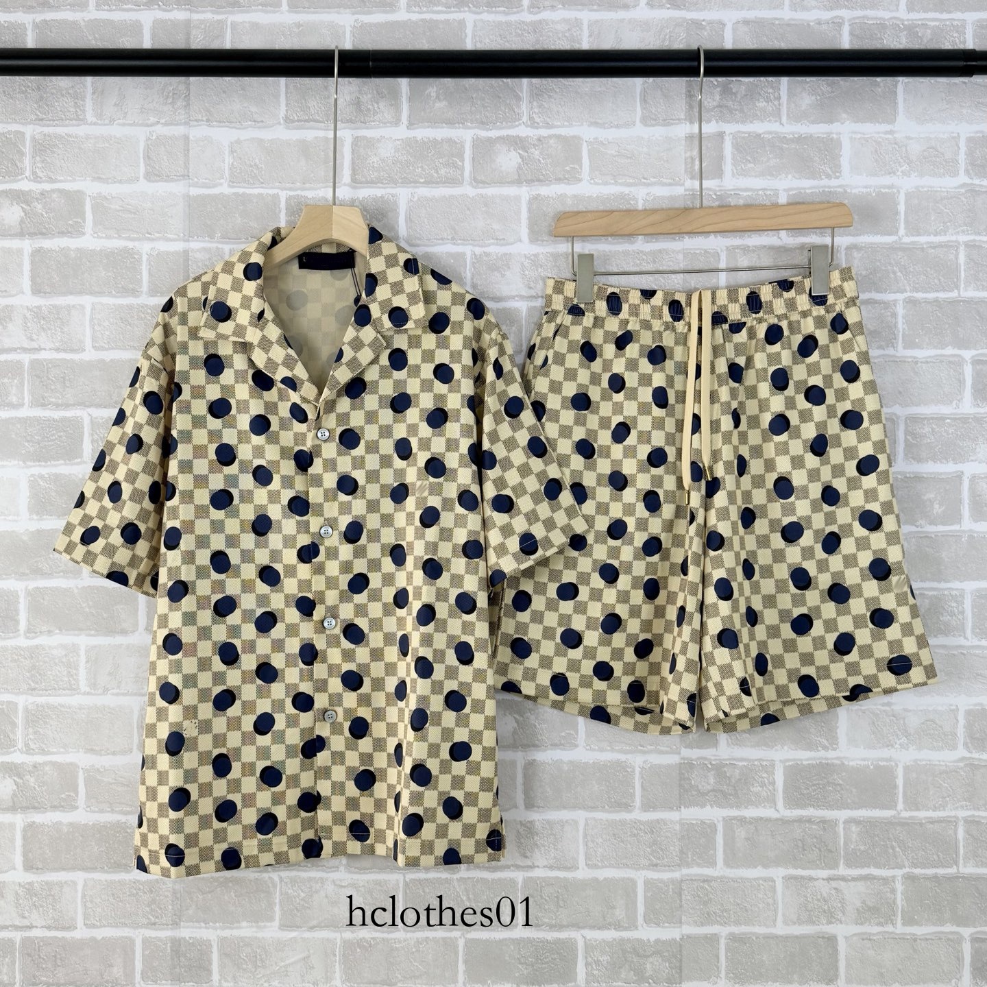 Cross-border foreign trade brand Lujia's new summer polka dot print fashion casual short-sleeve cropped shirt set