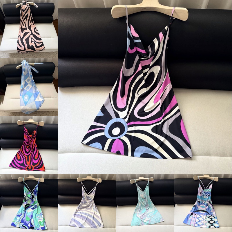 Color Blocked V Neck Silk Dress Luxury Women Halter Chain Sleeveless Top Summer Beach Vacation Yacht Resort Outfits
