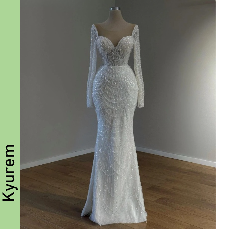Elegant Beaded Wedding Dresses Mermaid Long Sleeves Bridal Gowns for Women Vestidos De Novia Engagement Dresses 2026 Vestido De Casamento