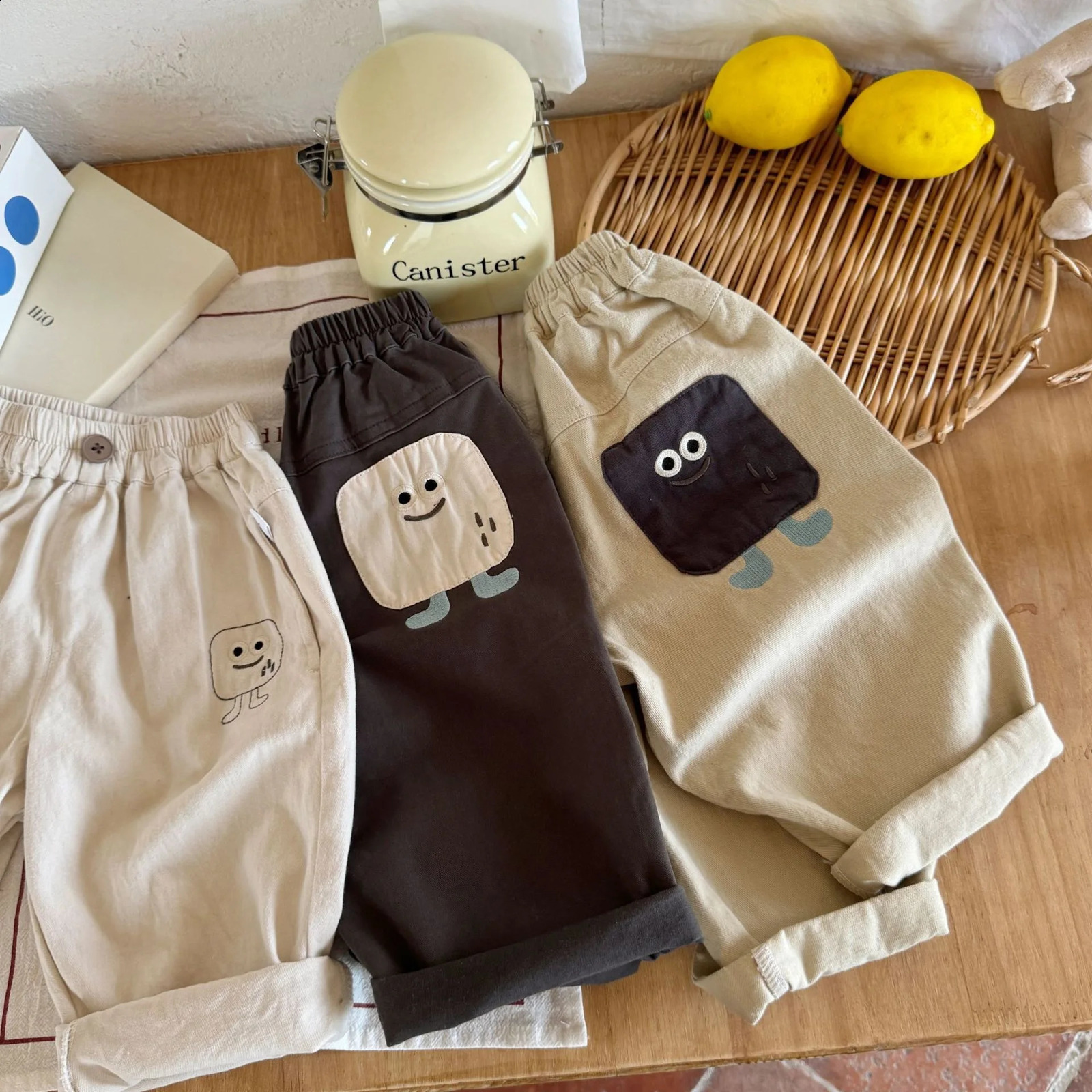 2025 Korean Spring Autumn Kids Baby Boys Pants Cute Versatile Toddler Boys Casual Pants Children Boys Pure Cotton Pants260625