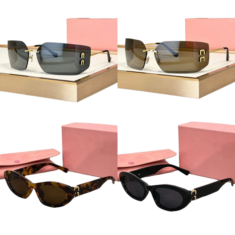 Luxury sunglasses designer sunglasses for womens mens sunglasses ladies rimless frame mirror cat eye shades y2k spicy girl gift uv resistant daily o