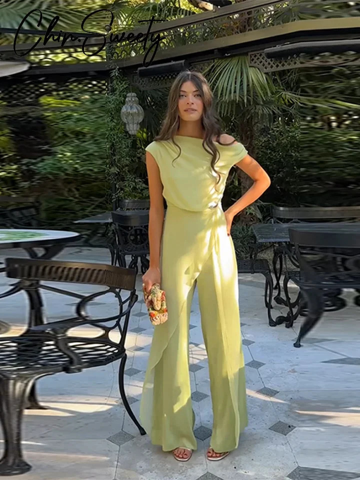 Solid Asymmetrical Womens Jumpsuit Off Shoulder Sleeveless Irregular Lady Jumpsuits 2026 Summer Fashion Female Street wear 260625