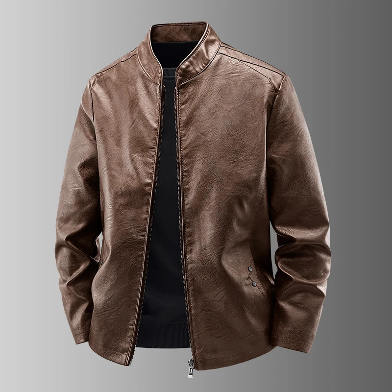 Autumn Men Leather Jacket Black Biker Coat Korean Fashion Men PU Retro Leather Jacket Trend Casual Slim Fit Baseball Clothes 260624