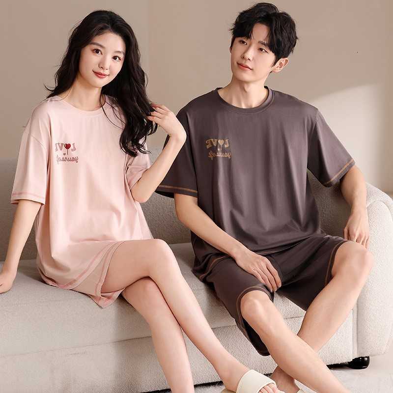and Women Korean Men Fashion Matching Nightwear Summer Modal Cool Pajamas Set Short Sleeves Shorts Loungewear Young Pjs M260625