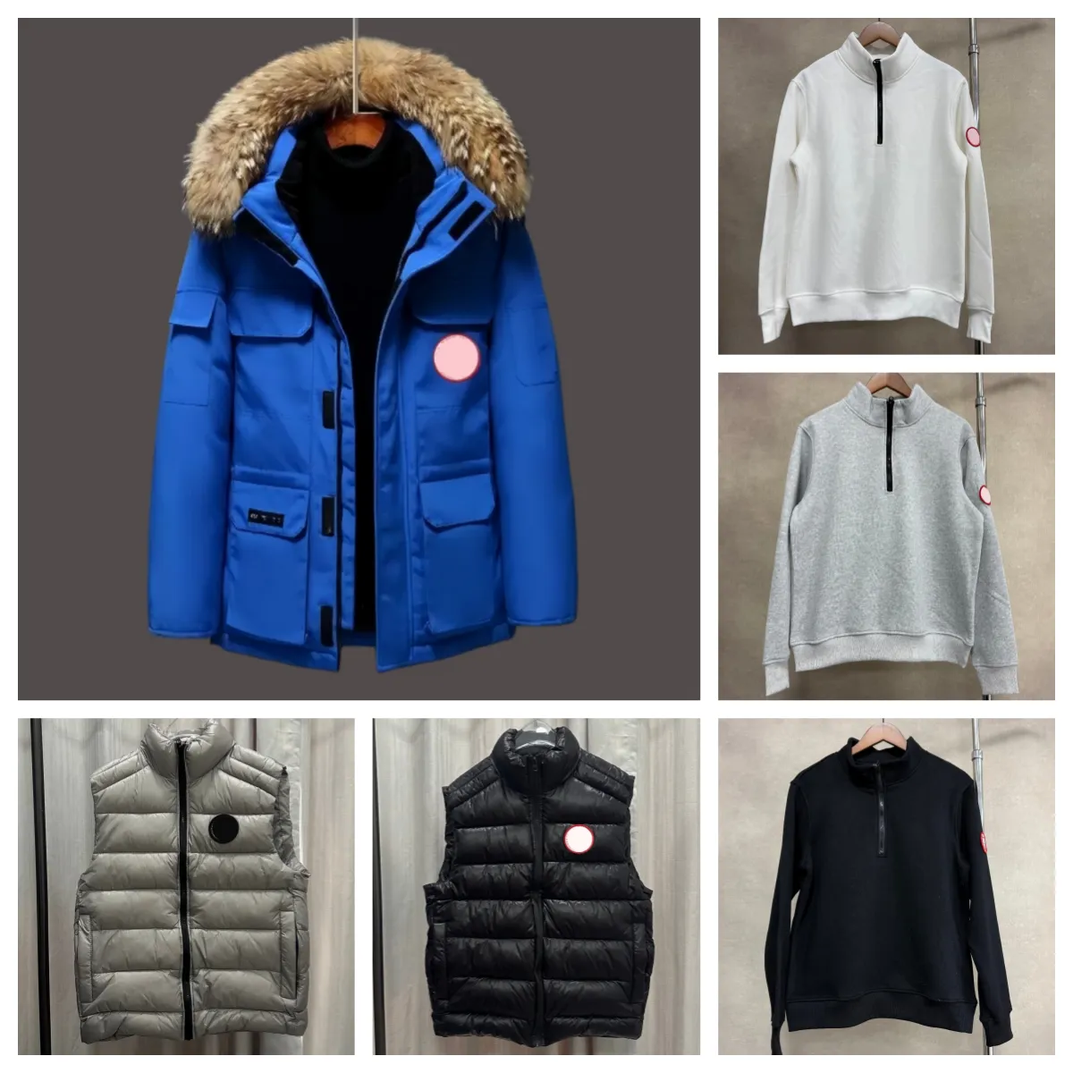 Mens Vest Designer Vests Jacket From Canadian Loose Coat Waistcoat Feather Material Graphite Gray Black And White Blue Fashion Trend Couple Coat Gil