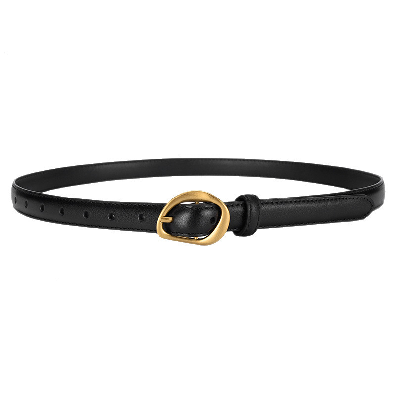 Luxury Designer 2026 Same Style Top-layer Natural Grain Leather Womens Belt European And American Fashion Retro Alloy Pin Buckle Belt To Pair