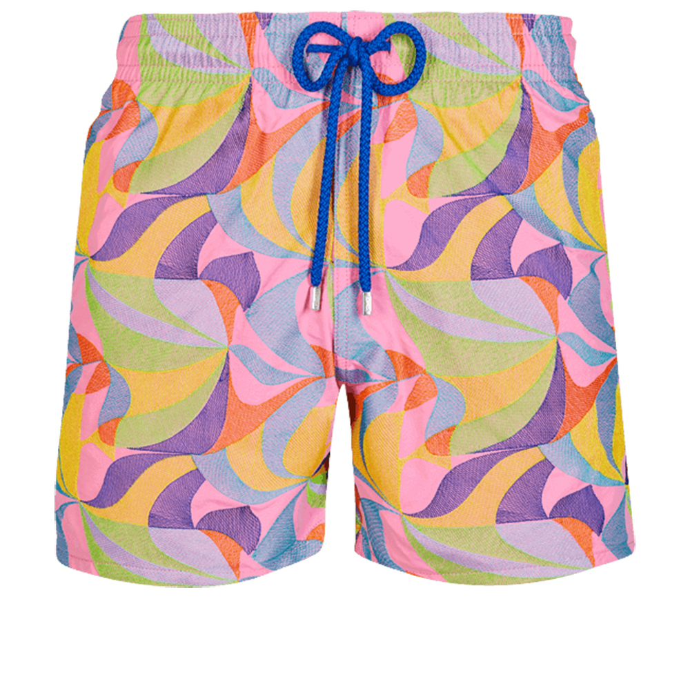 Men's Multi-Color Abstract Wave Print Swim Trunks Quick Dry Beach Shorts Elastic Waist Drawstring Boardshorts Summer Swimming Trunks for Vacati