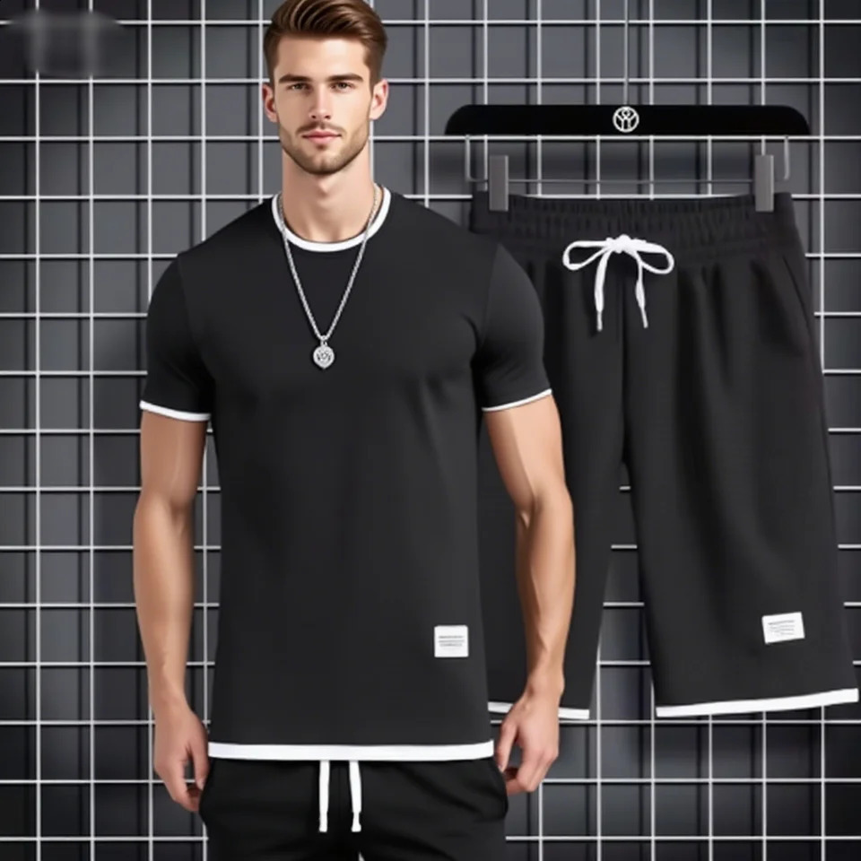 2026 Mens Summer Waffle Set Fashion Casual TshirtShorts Sports Loose and Comfortable Two Piece 260625