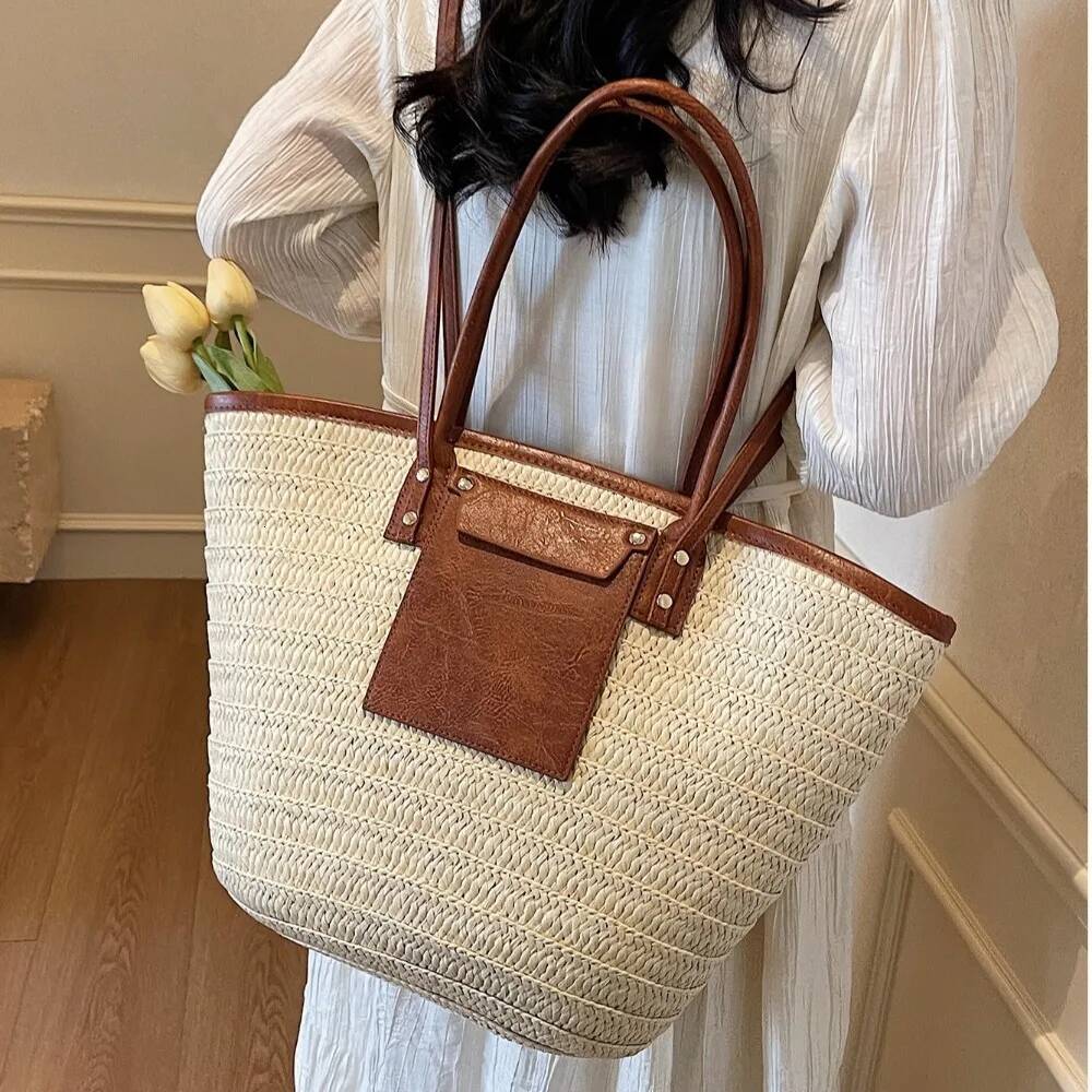 Designer bag 336 Vintage Style Straw Baskets Raffia Circle Rattan Material Shoulder Handmade Woven Bohemian Design Beach Bag
