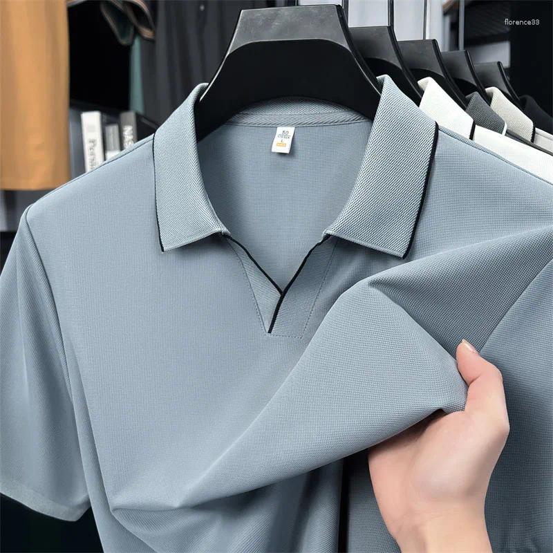 Men's Polos High Quality Short Sleeve Polo Shirt Summer Fashion Comfort Breathable Solid Color Luxurious Business Leisure T-shirt