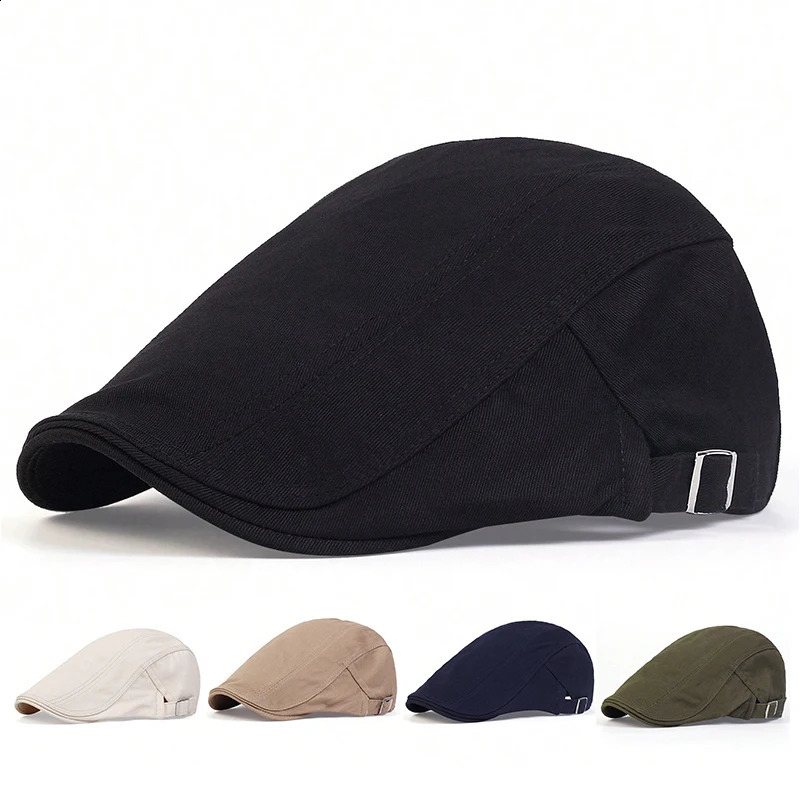 Men Light Board Solid Color Berets sboy Caps Hip Hop British Painters Hats Spring and Summer Adjustable Flat Cap260618