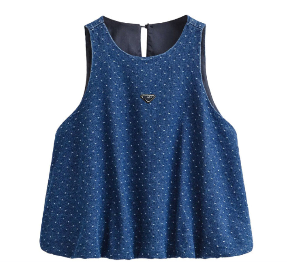brand fashion luxury designer Waistcoat Jean Jacket Jaqueta Feminina Short Sleeve Denim Coat Sleeveless round-neck denim jacket