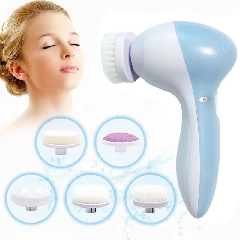 Electric 5 IN 1 Facial Cleaner Brush Wash Machine Spa Skin Care Massage Blackhead Cleaning Cleanser Tools 260625