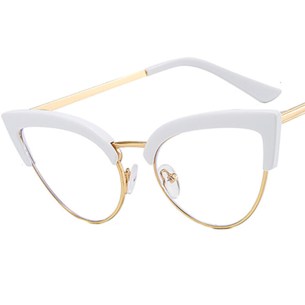 High Street Outdoor Elite Sunglasse World Cup European American Cat Eye Blue Light Blocking Non-Prescription Glasses For Women Personality Half Fram